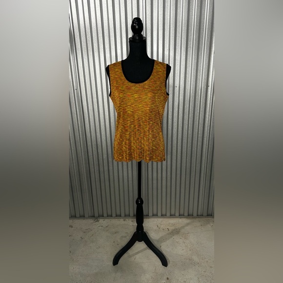 Misook Tops - Womens Misook Orange Multicolor Vintage 90s Acrylic Designer Tank Top Size Large